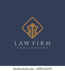 RX initial monogram logo for lawfirm with pillar in creative square design