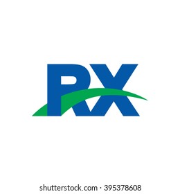 RX initial overlapping swoosh letter logo blue green