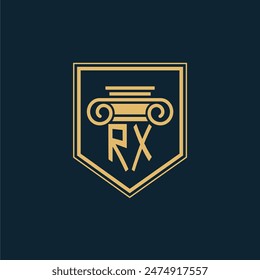 RX Initials Law Firm Logo Lawyer logo with creative law element