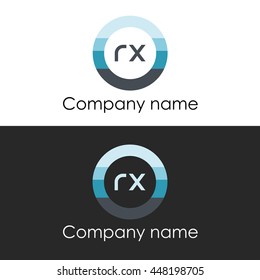 RX letter circle shape icon logo white blue