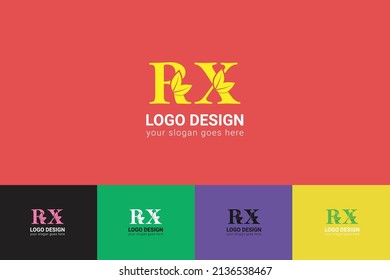 RX letters eco logo with leaf. Vector typeface for nature posters, eco friendly emblem, vegan identity, herbal and botanical cards etc. Ecology RX letters logo with leaf.