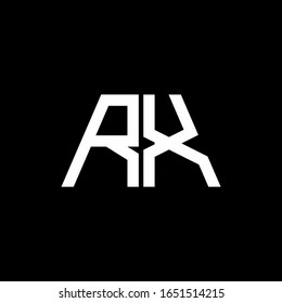 Monograma abstracto del logotipo RX aislado en fondo negro