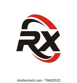 RX logo initial letter design template vector with swoosh around the logo