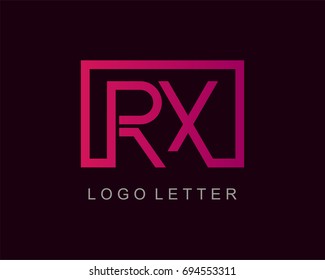 RX Logo letter design vector with box