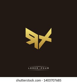 RX Logo Letter Initial Logo Designs Templete with Gold and Black Background