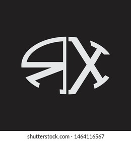 RX Logo letter oval monogram design template with black and white colors
