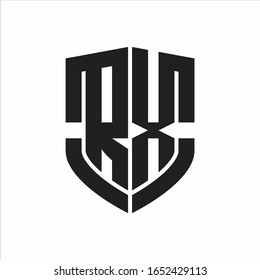 RX Logo monogram with emblem shield shape design isolated on white background