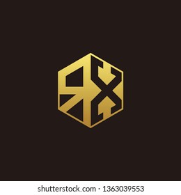 RX Logo Monogram with Negative space gold colors