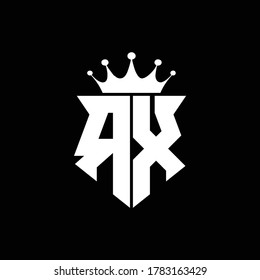 rx logo monogram shield shape with crown design template