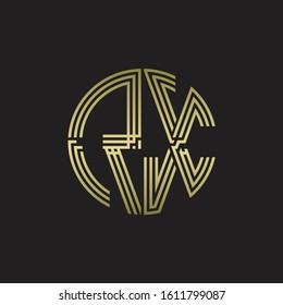 RX Logo monogram triple ribbon style line design template isolated with gold color