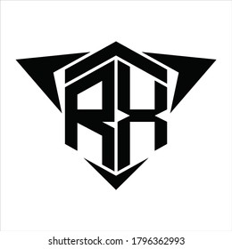 RX Logo monogram with wings arrow around design template on white background