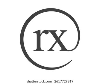 RX logo from two letter with circle shape email sign style. R and X round logotype of business company for brand identity.