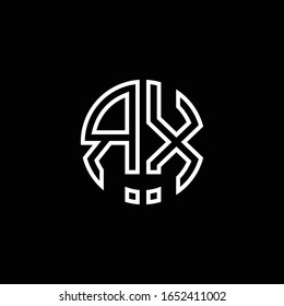 RX monogram logo circle ribbon style outline design template