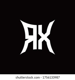 RX monogram logo with sharped shape design template isolated on black background