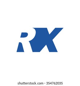 RX negative space letter logo blue