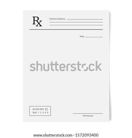 Rx pad template. Medical regular prescription form