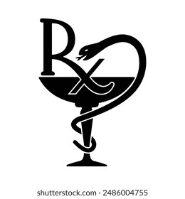 rx pharmacy icon logo snake design illustrator