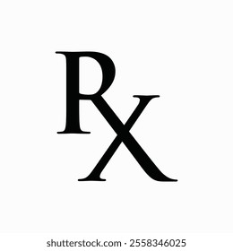 Rx prescription symbol medical health care design black color isolated on white background. Medical treatment. Rx icon. Health care. Medical insurance. Vector