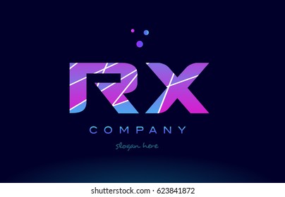 rx r x  creative color blue background pink purple magenta alphabet letter company logo vector icon