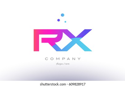 rx r x  creative pink purple blue modern dots creative alphabet gradient company letter logo design vector icon template