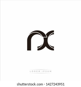 rx r x Initial Letter Split Lowercase Modern Monogram linked outline rounded logo