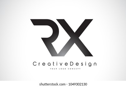 RX R X Letter Logo Design in Black Colors. Creative Modern Letters Vector Icon Logo Illustration.