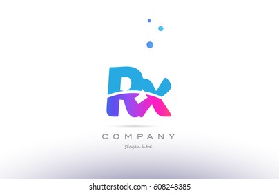 rx r x  pink purple blue white uppercase lowercase modern creative alphabet gradient company letter logo design vector icon template