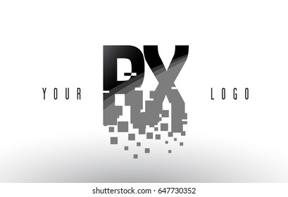 RX R X Pixel Letter Logo with Digital Shattered Black Squares. Creative Letters Vector Illustration.