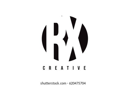RX R X White Letter Logo Design with Circle Background Vector Illustration Template.