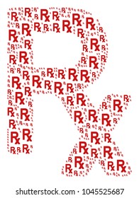 Rx Symbol collage created in the collection of Rx symbol icons. Vector iconized collage done with simple design elements.
