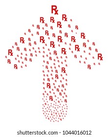 Rx Symbol composition composed in the figure of up navigation arrow. Ahead navigation arrow shape created from Rx symbol objects.