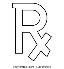 Rx symbol prescription icon black color outline