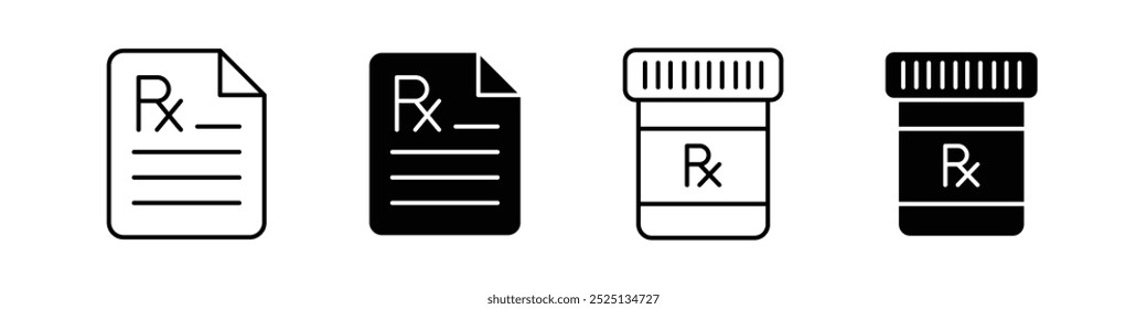 RX thin line vector icon collection
