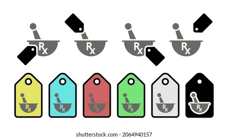 Rx vector icon in tag set illustration for ui and ux, website or mobile application 