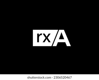 RXA Logotipo y diseño gráfico arte vectorial, Iconos aislados en fondo negro