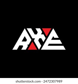 RXE triangle letter logo design with triangle shape. RXE triangle logo design monogram. RXE triangle vector logo template with red color. RXE triangular logo Simple, Elegant, and Luxurious design.