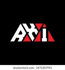 RXI triangle letter logo design with triangle shape. RXI triangle logo design monogram. RXI triangle vector logo template with red color. RXI triangular logo Simple, Elegant, and Luxurious design.
