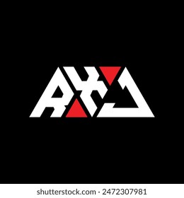 Diseño de logotipo de letra triangular RXJ con forma de triángulo. Monograma de diseño de logotipo de triángulo RXJ. Plantilla de logotipo de Vector de triángulo RXJ con color rojo. Logo triangular RXJ Diseño simple, elegante y lujoso.