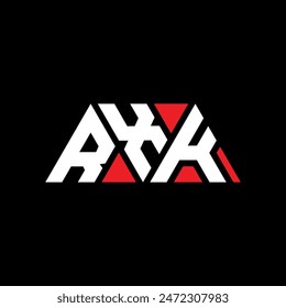 Diseño de logotipo de letra triangular RXK con forma triangular. Monograma de diseño de logotipo de triángulo RXK. Plantilla con logo en Vector triangular RXK en color rojo. Logo triangular RXK Diseño simple, elegante y lujoso.