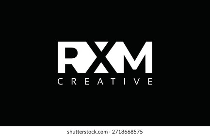 RXM letters Logo with negative space design. Letter with geometric typography. Creative Vector Illustration with letters.
