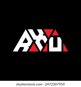 RXU triangle letter logo design with triangle shape. RXU triangle logo design monogram. RXU triangle vector logo template with red color. RXU triangular logo Simple, Elegant, and Luxurious design.