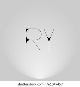 RY Black thin minimalist LOGO Design with Highlight on Gray background.