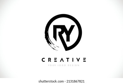 RY Circular Letter Logo mit Circle Brush Design und weißem Hintergrund.
