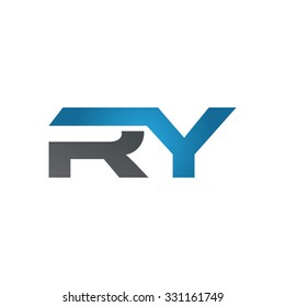 RY company linked letter logo blue