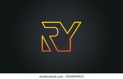 RY creative and modern letter logo design. RY logo design vector in black background.