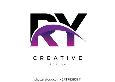 RY kreative und moderne Buchstaben Logo-Design mit kreativen lila Welle abstrakte Latter Logo Konzept.