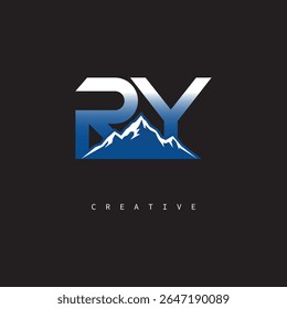 RY Creative Mountain Logo – Bold Gradient Letter mark Branding Design for Business  Outdoor Brands	
