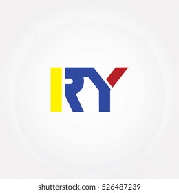 RY flat initial letter logo combining yellow, blue and red