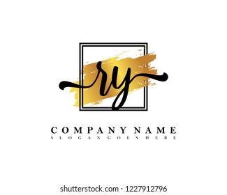 RY Initial handwriting logo concept