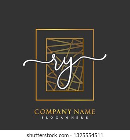 RY Initial Handwriting logo template vector